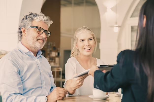 Two people consult with a credit grantors