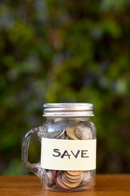 Free photo jar with coins and save sticker
