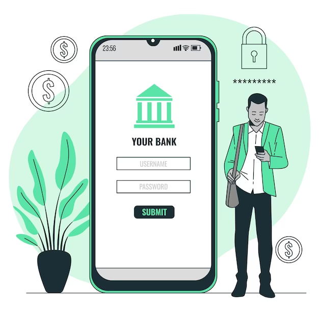 Vector bank login concept illustration
