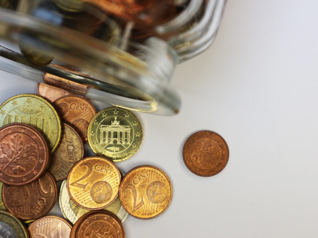 coins near the bank